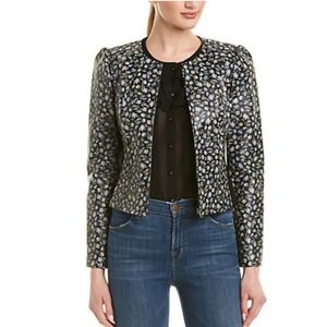 Rebecca Taylor Zelma floral leather jacket size 2 extra small XS